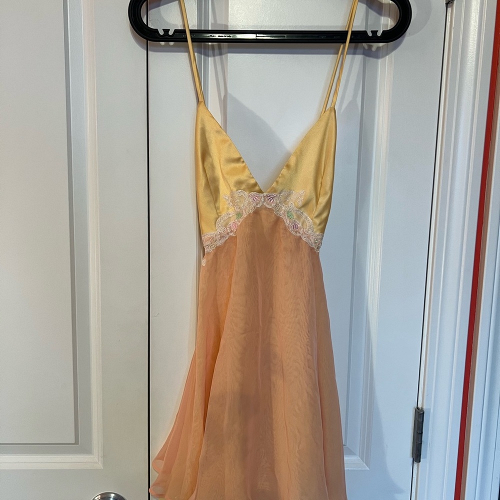 Natori Yellow and Peach Camisol  gorgeous detail!